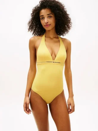Bañador de una pieza con cuello halter y logotipo de Hilfiger