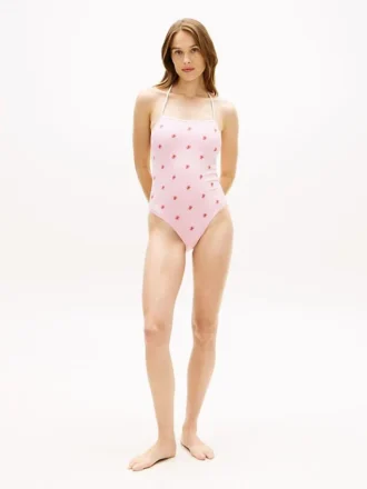Bañador halter con monograma en letra cursiva