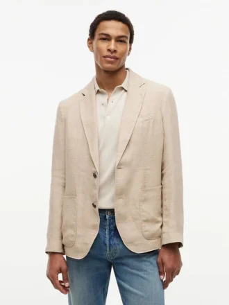 Blazer casual de lino teñido en prenda