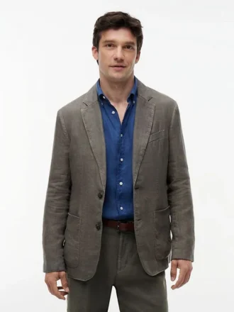 Blazer casual de lino teñido en prenda