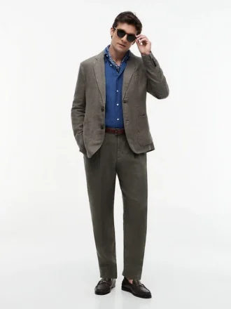 Blazer casual de lino teñido en prenda