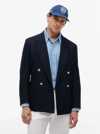 Blazer de mezcla de algodón y lana con textura