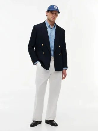 Blazer de mezcla de algodón y lana con textura