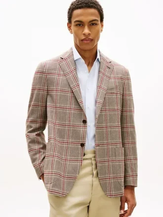 Blazer de mezcla de lana con estampado Glen Plaid