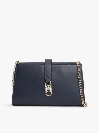 Bolso cruzado con cadena y monograma pulido
