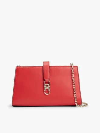 Bolso cruzado con cadena y monograma pulido
