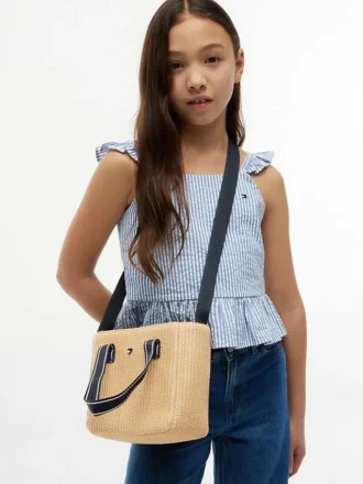 Bolso cruzado de rafia para niñas