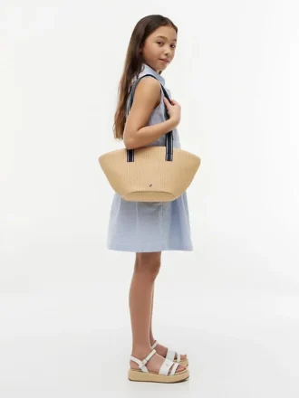 Bolso de hombro de rafia para niñas