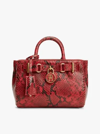 Bolso micro tote de piel con relieve de serpiente Bolso micro tote de piel con relieve de serpiente