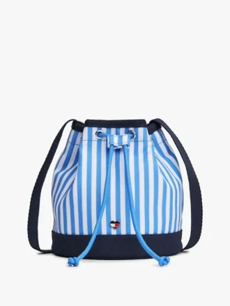 Bolso tipo cubo de lona a rayas para niña