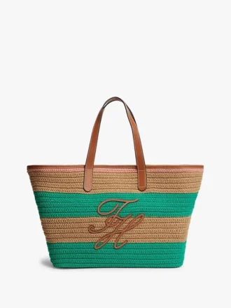 Bolso tote de ganchillo con rayas náuticas Bolso tote de ganchillo con rayas náuticas