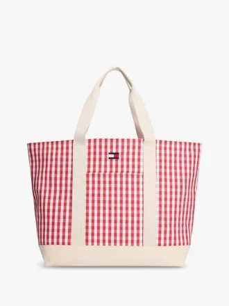 Bolso tote de lona a cuadros