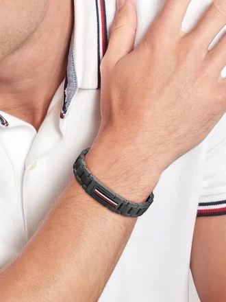 Brazalete de acero inoxidable con rayas de bandera