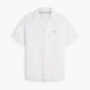 Camisa camp de algodón y lino de corte regular