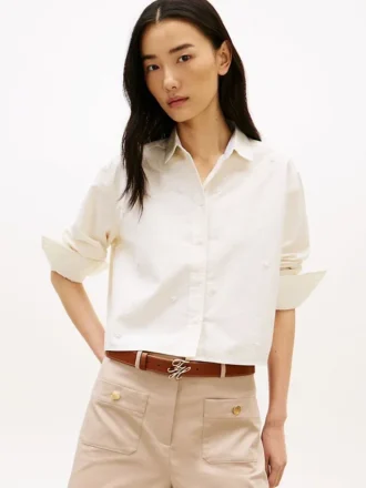 Camisa corta de popelín con adornos