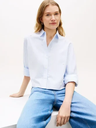 Camisa corta de popelín con adornos