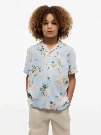 Camisa de campamento con estampado floral para niños