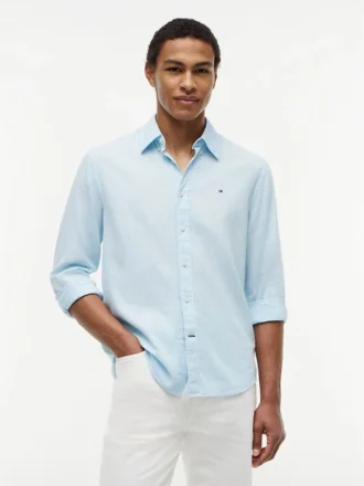 Camisa de corte regular en mezcla de lino Camisa de corte regular en mezcla de lino