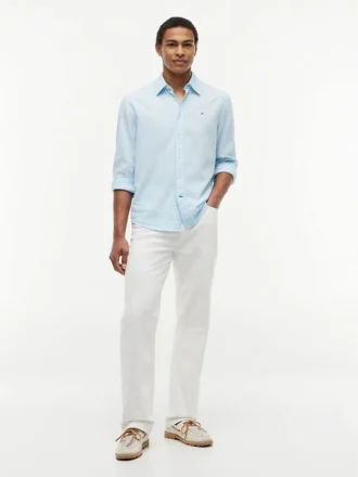 Camisa de corte regular en mezcla de lino Camisa de corte regular en mezcla de lino