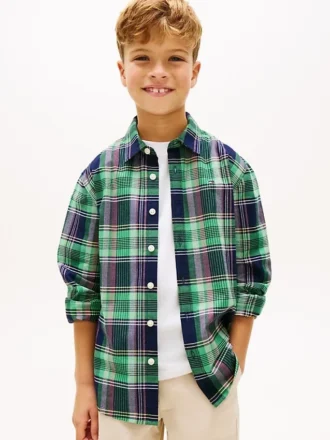 Camisa de cuadros elástica de Oxford para niños