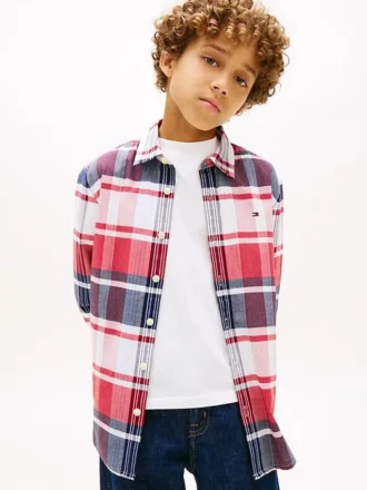 Camisa de cuadros elástica de Oxford para niños