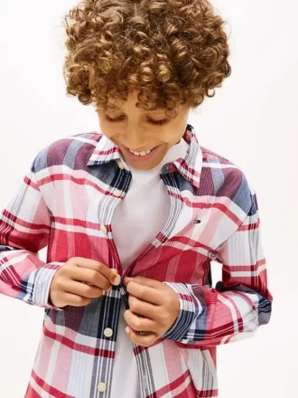 Camisa de cuadros elástica de Oxford para niños