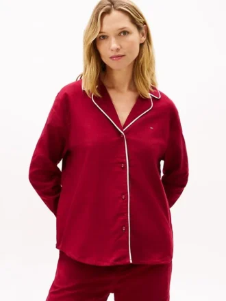Camisa de dormir de franela con diseño en espiga