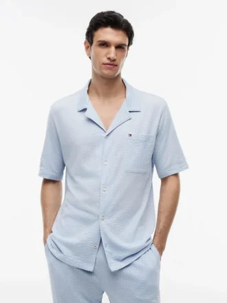 Camisa de dormir de manga corta de seersucker