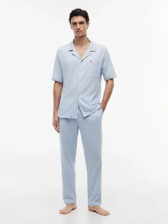 Camisa de dormir de manga corta de seersucker
