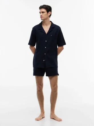Camisa de dormir de manga corta de seersucker