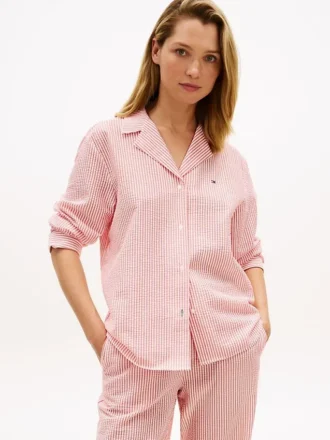 Camisa de dormir de seersucker a rayas