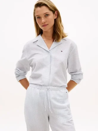 Camisa de dormir de seersucker a rayas