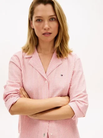 Camisa de dormir de seersucker a rayas