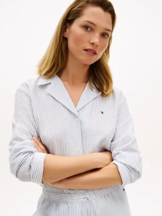 Camisa de dormir de seersucker a rayas