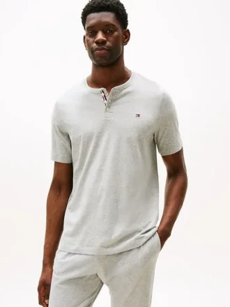 Camisa de dormir Henley de jersey gamuzado