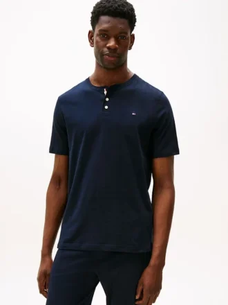 Camisa de dormir Henley de jersey gamuzado