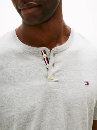 Camisa de dormir Henley de jersey gamuzado