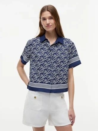 Camisa de gasa con monograma en letra cursiva