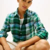 Camisa de lino a cuadros Madras de corte regular Camisa de lino a cuadros Madras de corte regular