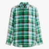 Camisa de lino a cuadros Madras de corte regular Camisa de lino a cuadros Madras de corte regular