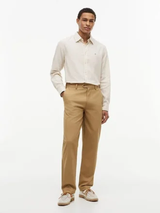 Camisa de mezcla de lino a rayas de corte regular