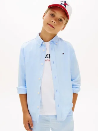 Camisa holgada de mezcla de lino para niños