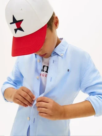 Camisa holgada de mezcla de lino para niños