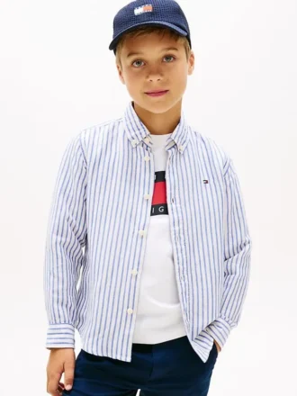 Camisa infantil a rayas de mezcla de lino