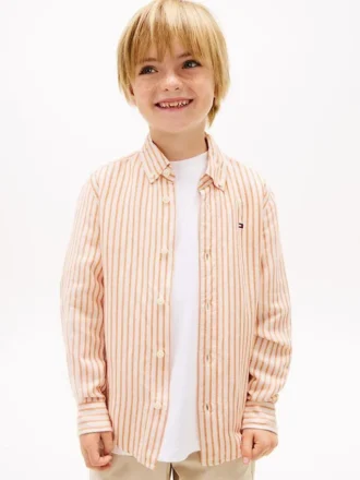 Camisa infantil a rayas de mezcla de lino