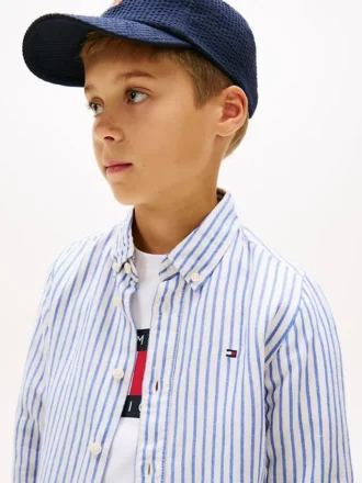 Camisa infantil a rayas de mezcla de lino