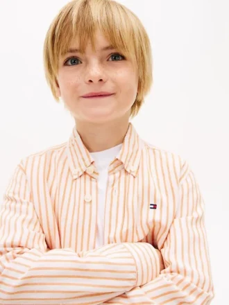 Camisa infantil a rayas de mezcla de lino