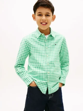 Camisa Oxford elástica a cuadros vichy para niños