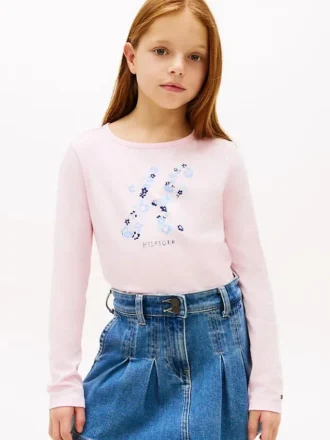 Camiseta con monograma floral para niños