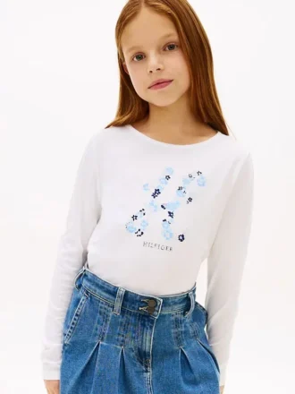 Camiseta con monograma floral para niños